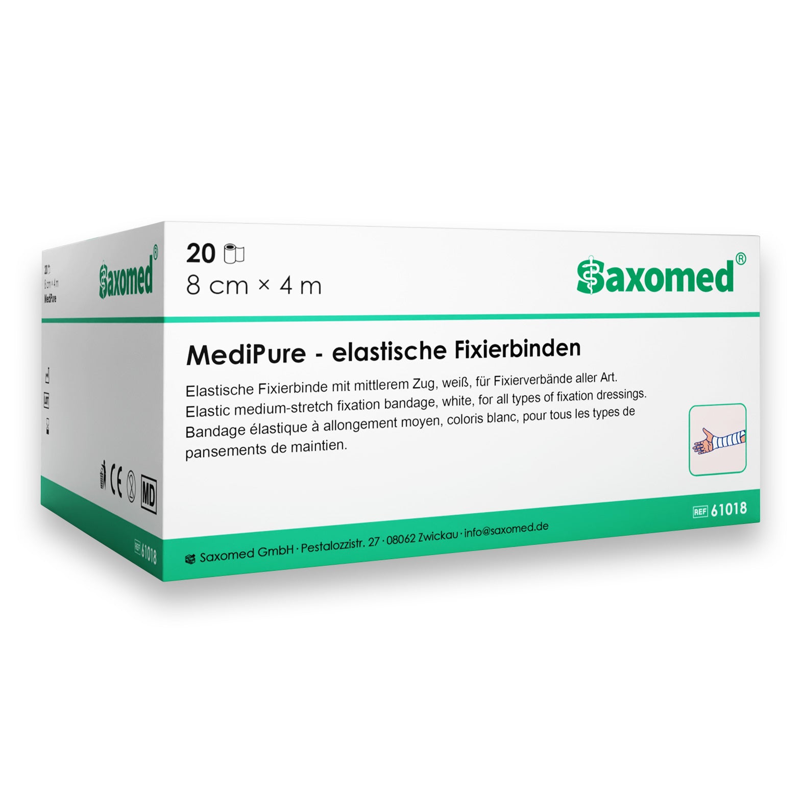 Saxomed® MediPure Fixierbinden 20 Stück elastische Mullbinden