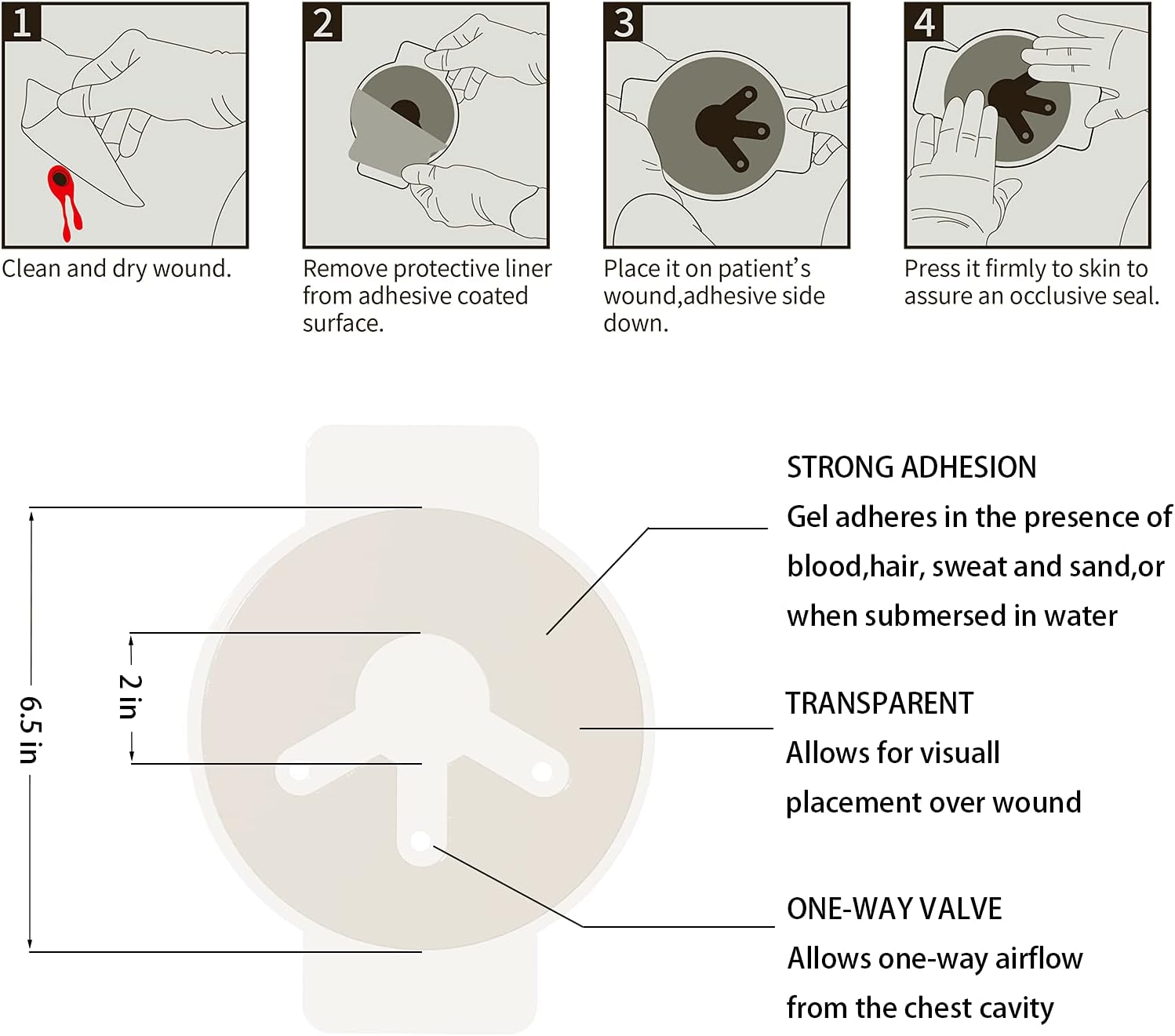 RHINO RESCUE Twin Pack Notfallverband für Brustwunden Chest Seal Vented