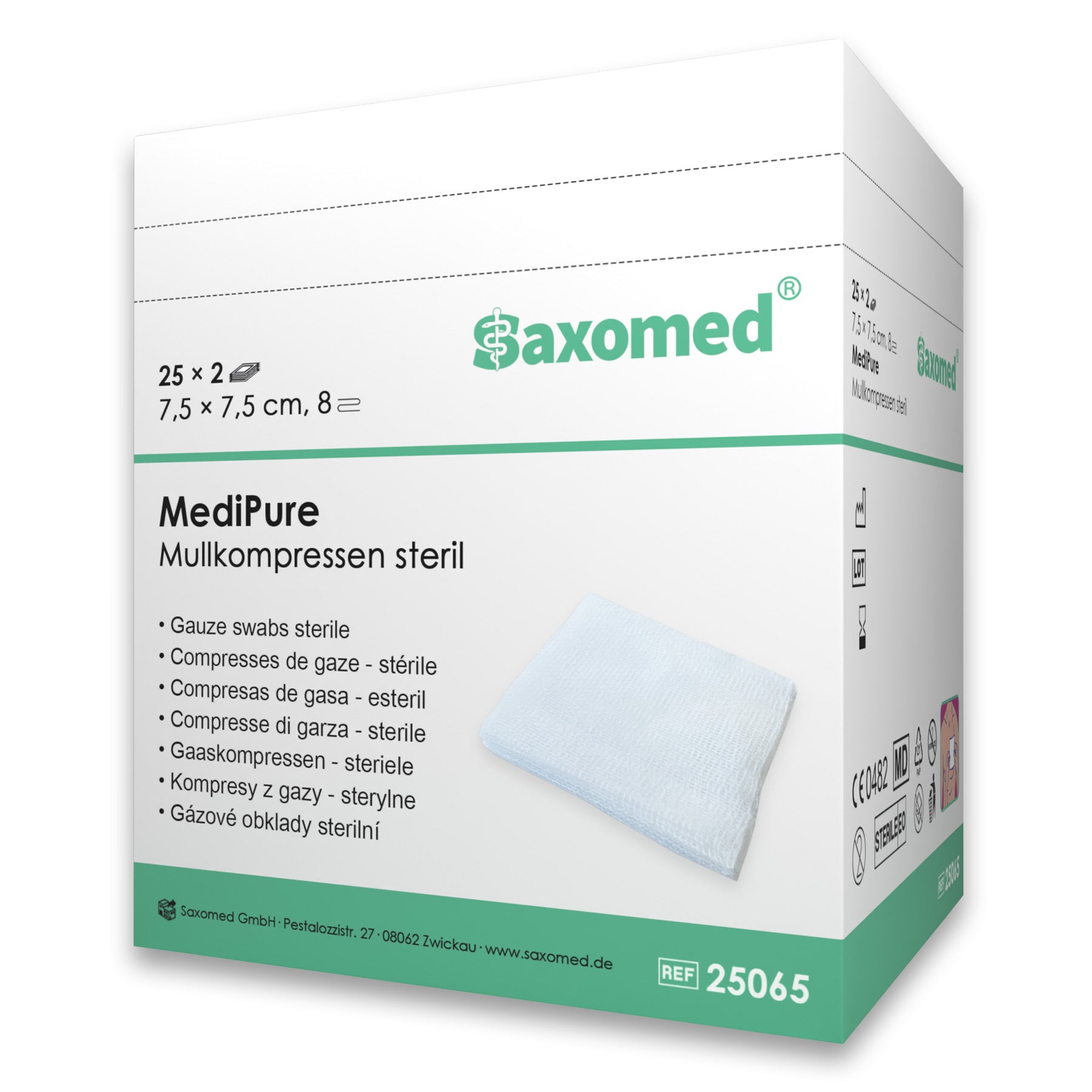 Saxomed® MediPure Mullkompressen steril 8-fach 50 Stück